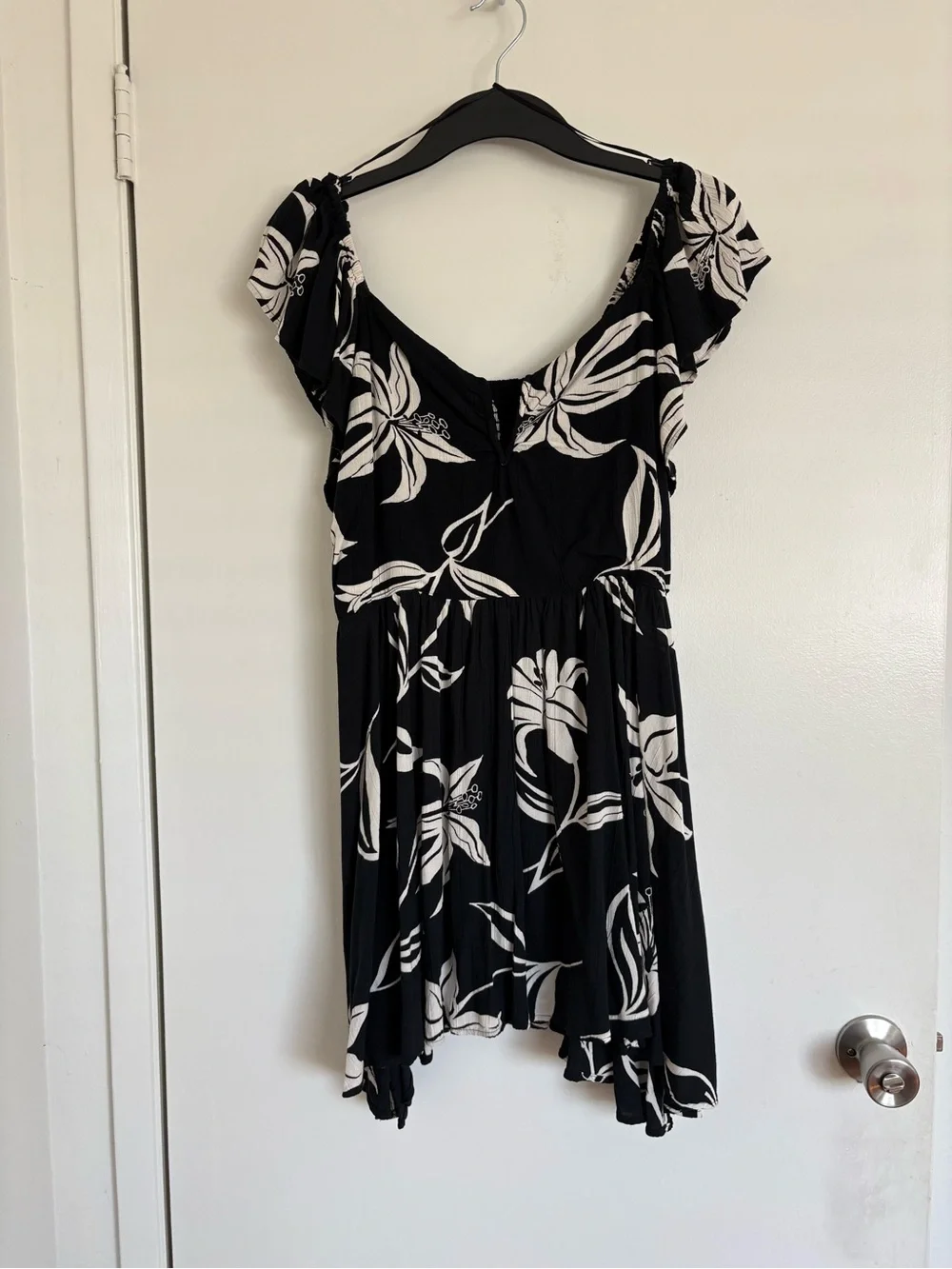 ANGIE Floral Mini Dress Black & White